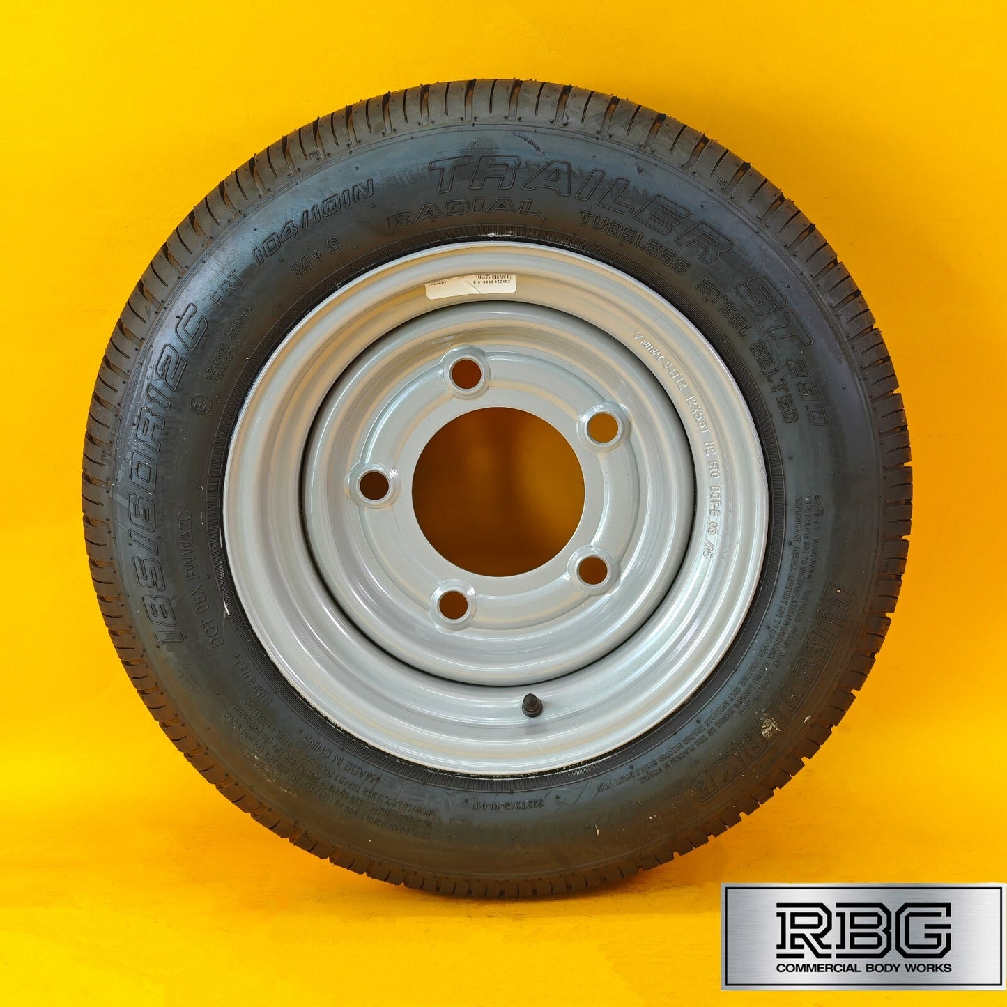 Wheel & Tyre 185/60R12C 12″ for Trailers 6.5″ PCD 5 Stud Silver Diameter 12″ UK