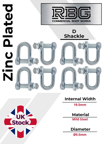 D Shackle Heavy Duty Hex Flush Pin Dee Shackle 19.5mm - 26mm Load Securing