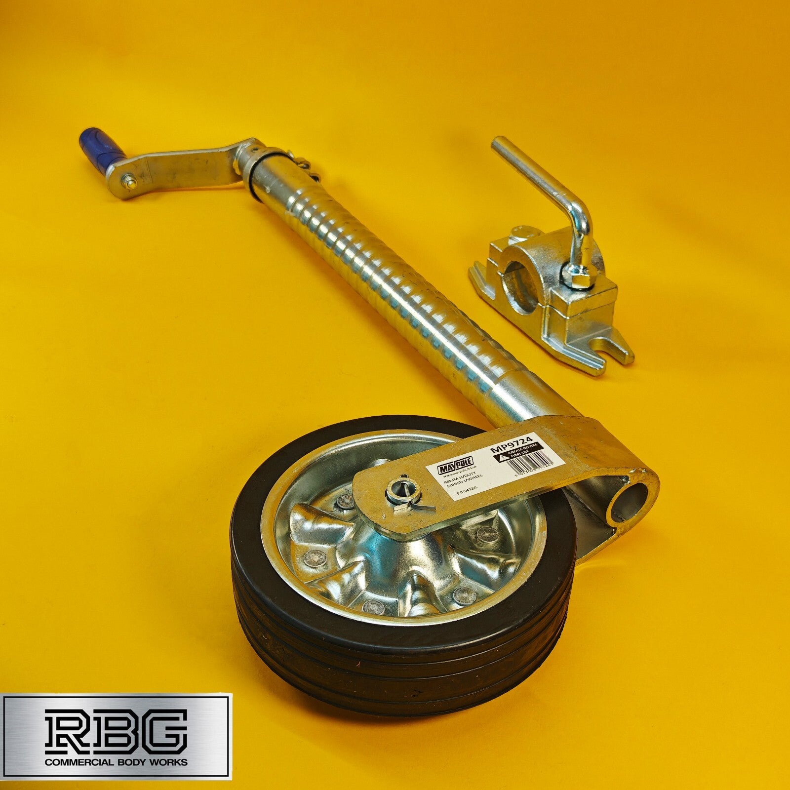 48mm Jockey Wheel + Clamp Ribbed Heavy Duty Serrated 500kg Trailer Caravan UK