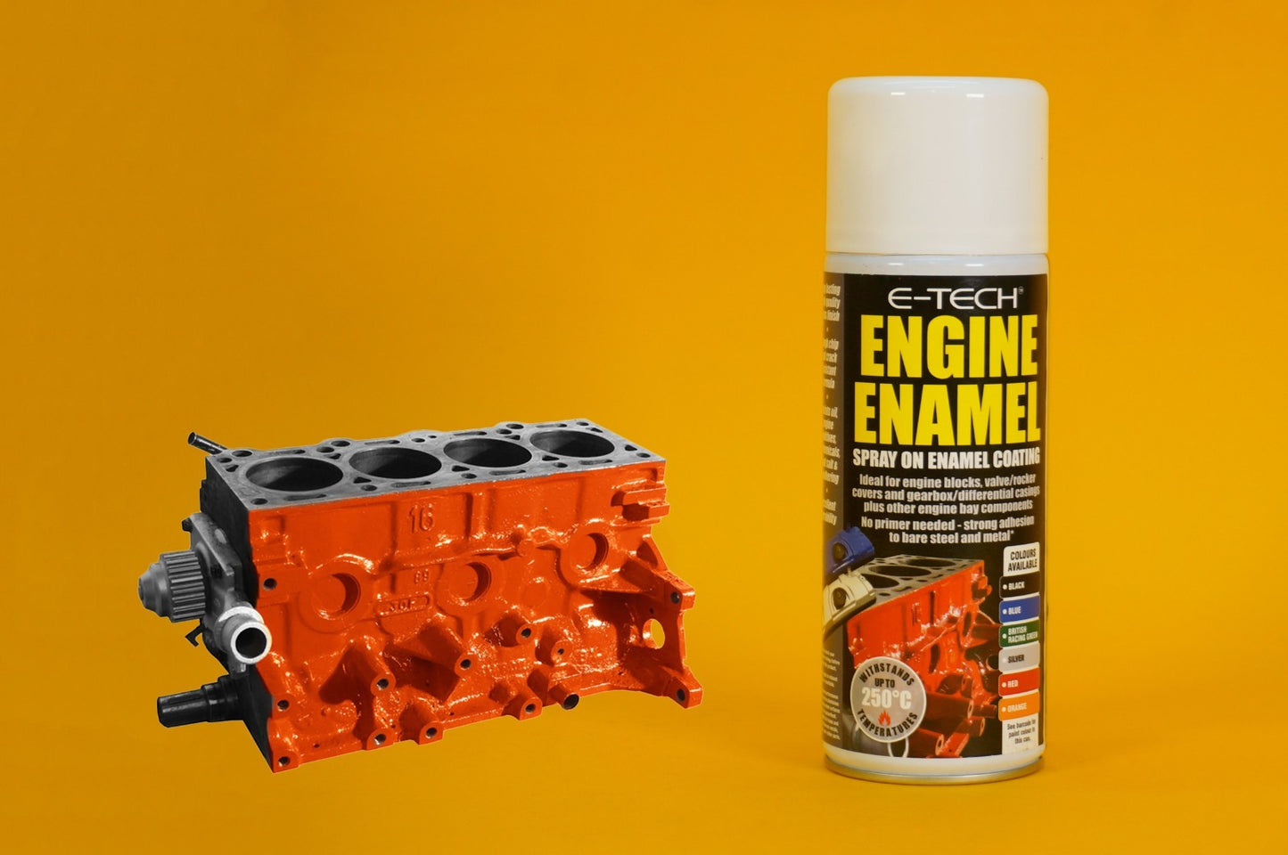 Engine Enamel Spray Coating VARIOUS COLOURS 400ml E-TECH Heat Resistant Paint