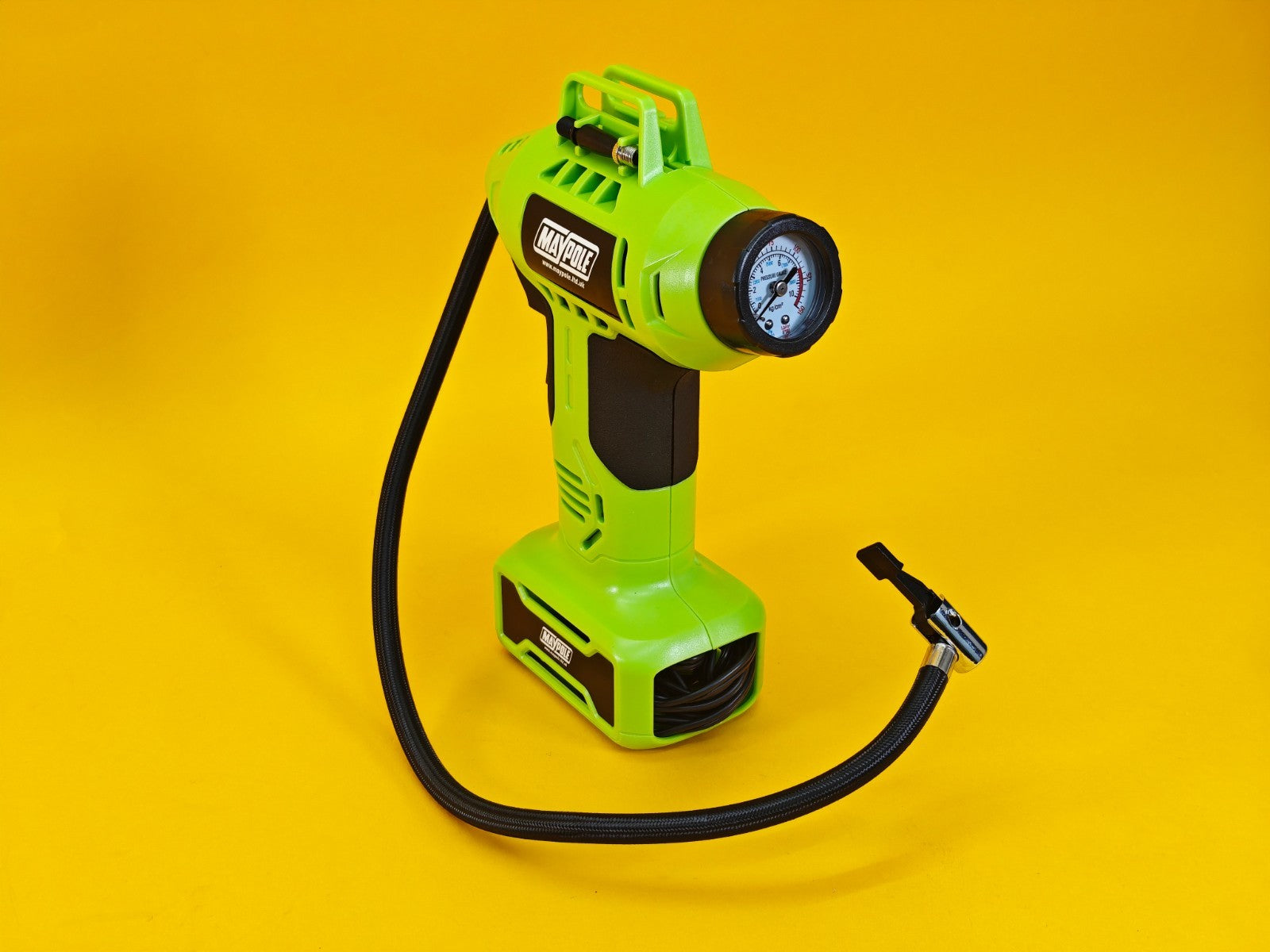 Car Tyre Air Compressor Analogue Pump Maypole Portable 12V Pump Inflator + LED
