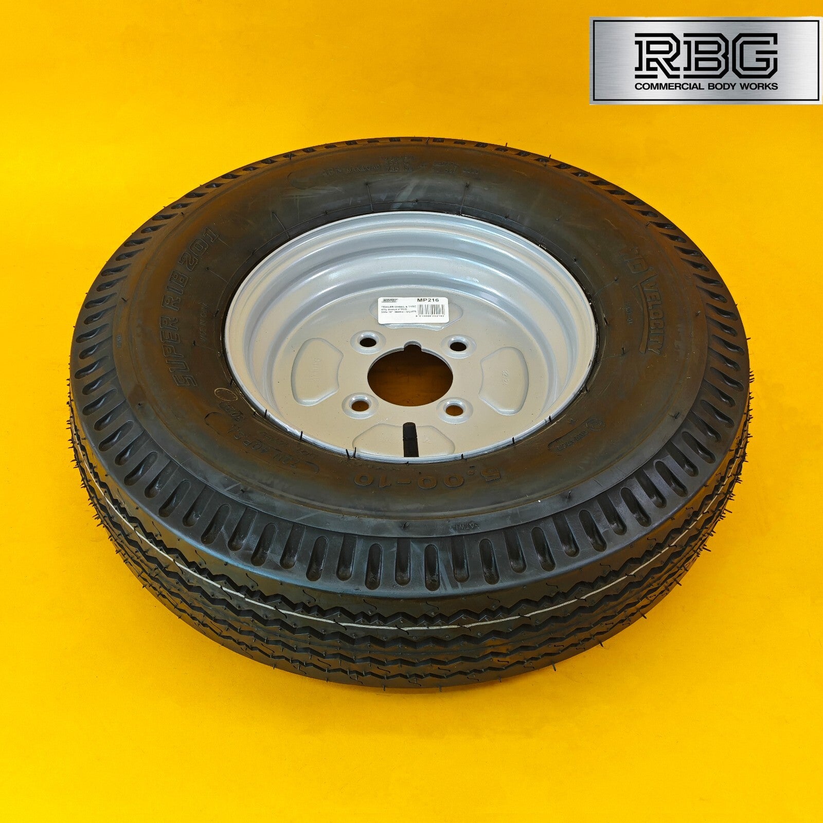Wheel & Tyre 500x10 Inch for Trailers 4 Ply 4 Studs 4″ PCD Silver Diameter 10″