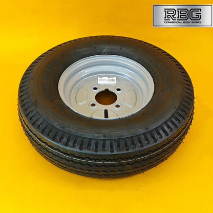 Wheel & Tyre 500x10 Inch for Trailers 4 Ply 4 Studs 4″ PCD Silver Diameter 10″