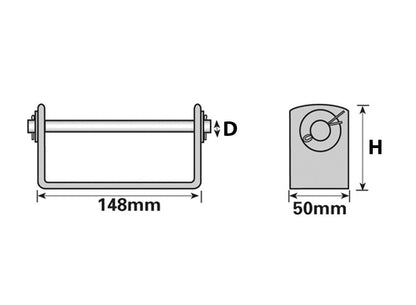 Keel Roller Bracket with 16mm Spindle for Boat Trailers Zinc Plated Steel UK