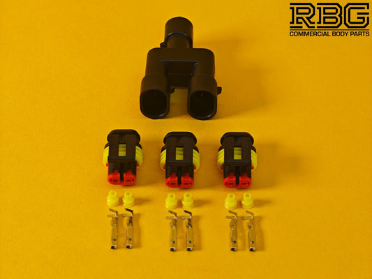 SuperSeal Splitter + 3x Connector Kit SET 2 Way Male Connector Y Piece Wiring