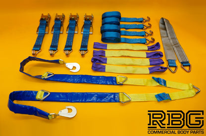 Ratchet Tie Down Strap 4x + Winching Assistance Strap 1.5m + Axle Recovery Strap