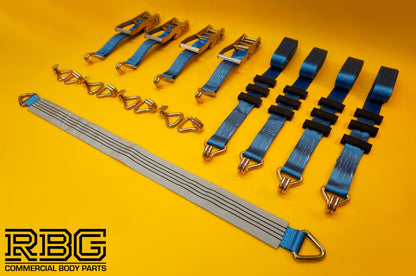 4Pcs Recovery Ratchet Strap 5T Over Wheel 4mx50mm + Axle Recovery Strap 1mx50mm