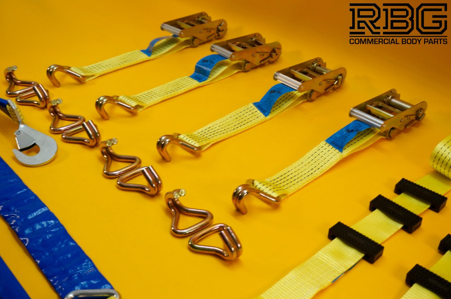 Recovery Ratchet Strap 4Pc SET 4m Over Wheel 5T + Winching Assistance Strap 1.5m
