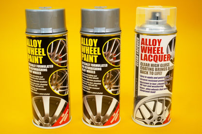 2x Alloy Wheel Paint METALLIC SILVER + 1x Clear Lacquer Spray Refurbishment Kit