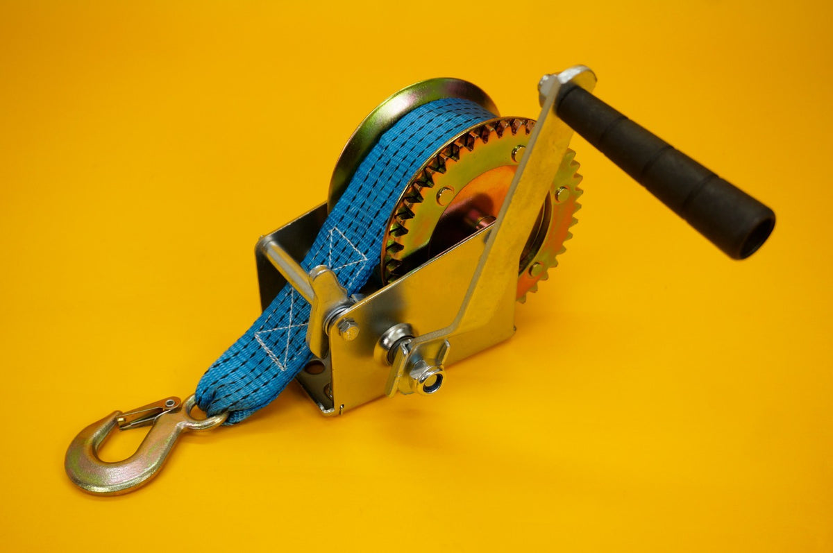 Manual Hand Winch 1200lb + Strap 7m & Hook Trailer Caravan Boat Recovery Marine