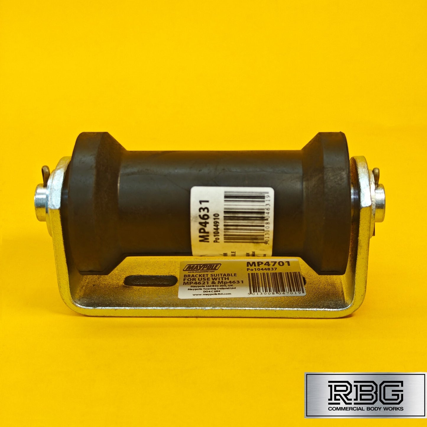 Keel Roller + Bracket 19mm Bore Flat for Boat Trailers Non-Marking Polyurethane
