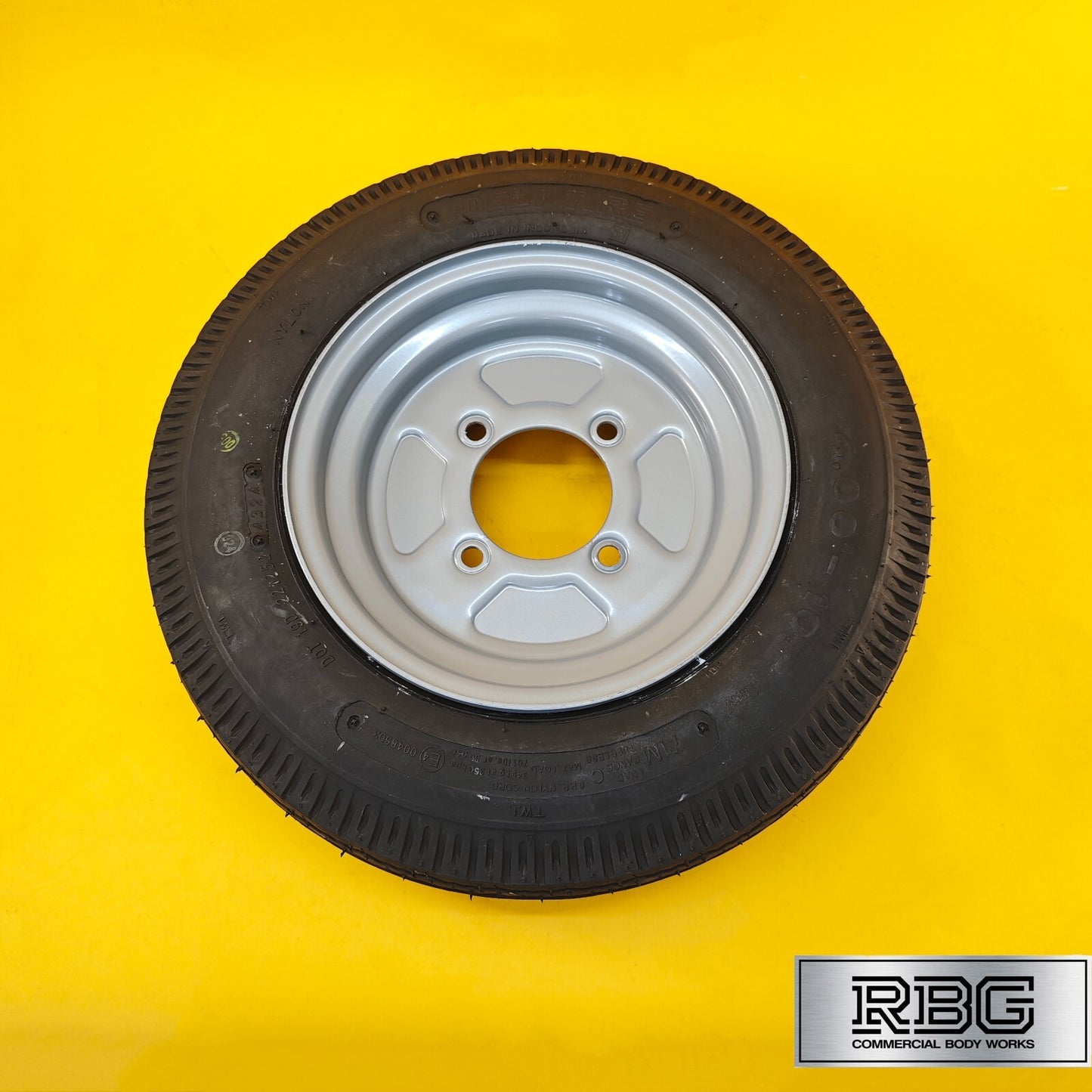Spare Wheel & Tyre 400x10 for MP6815 Trailer 115mm PCD Silver 10″ Diameter UK