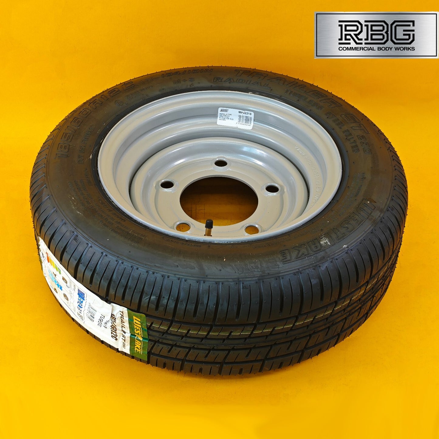 Wheel & Tyre 185/60R12C 12″ for Trailers 6.5″ PCD 5 Stud Silver Diameter 12″ UK