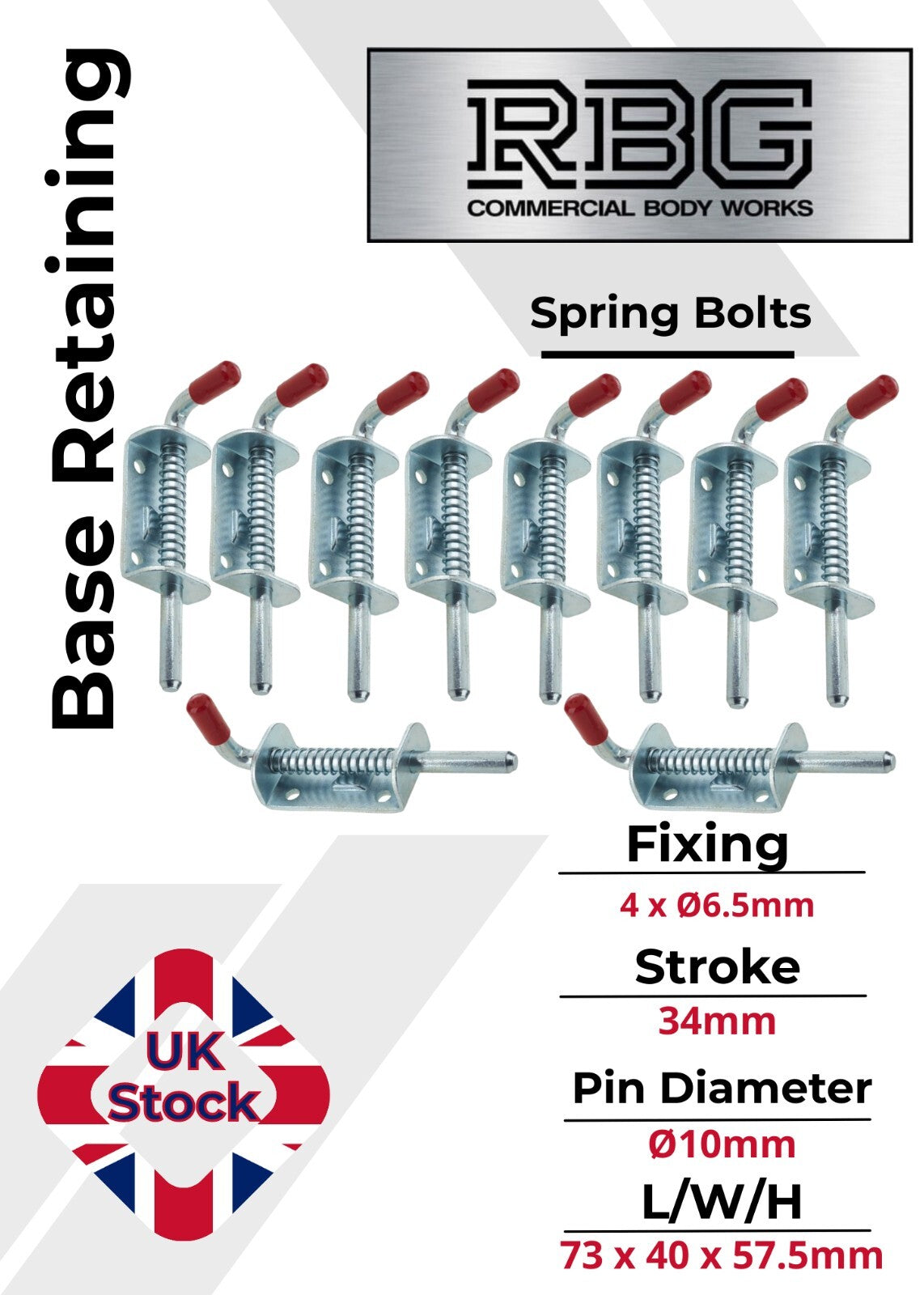Spring Loaded Retaining Shoot Bolts - Gate Door Catch Stable Horse Box Trailer