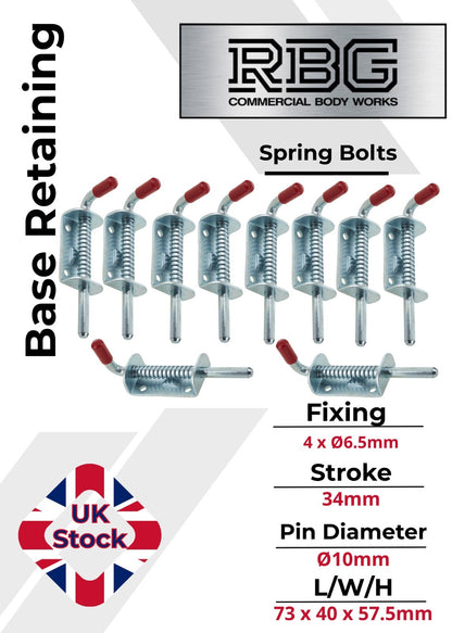 Spring Loaded Retaining Shoot Bolts - Gate Door Catch Stable Horse Box Trailer