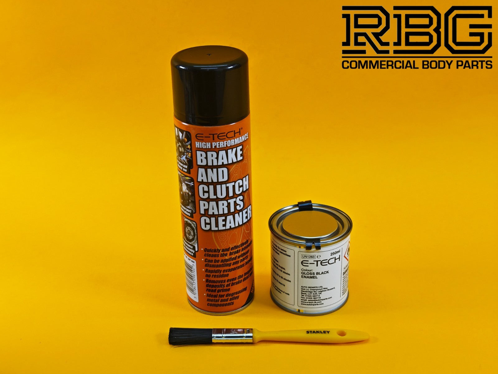Brake Caliper Paint Kit BLACK Paint + Cleaner + Brush E-TECH For Car Vehicle UK