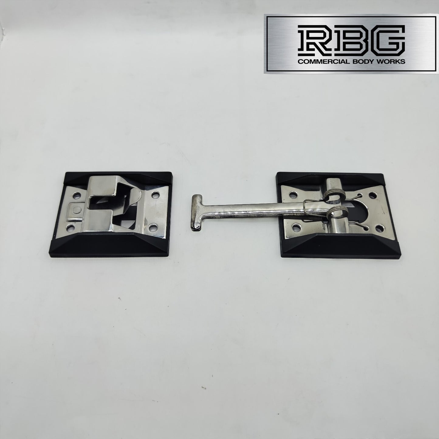1x Door Retainer Sprung T Hook 95mm + Catch Plate & Bases Horsebox Trailer Truck