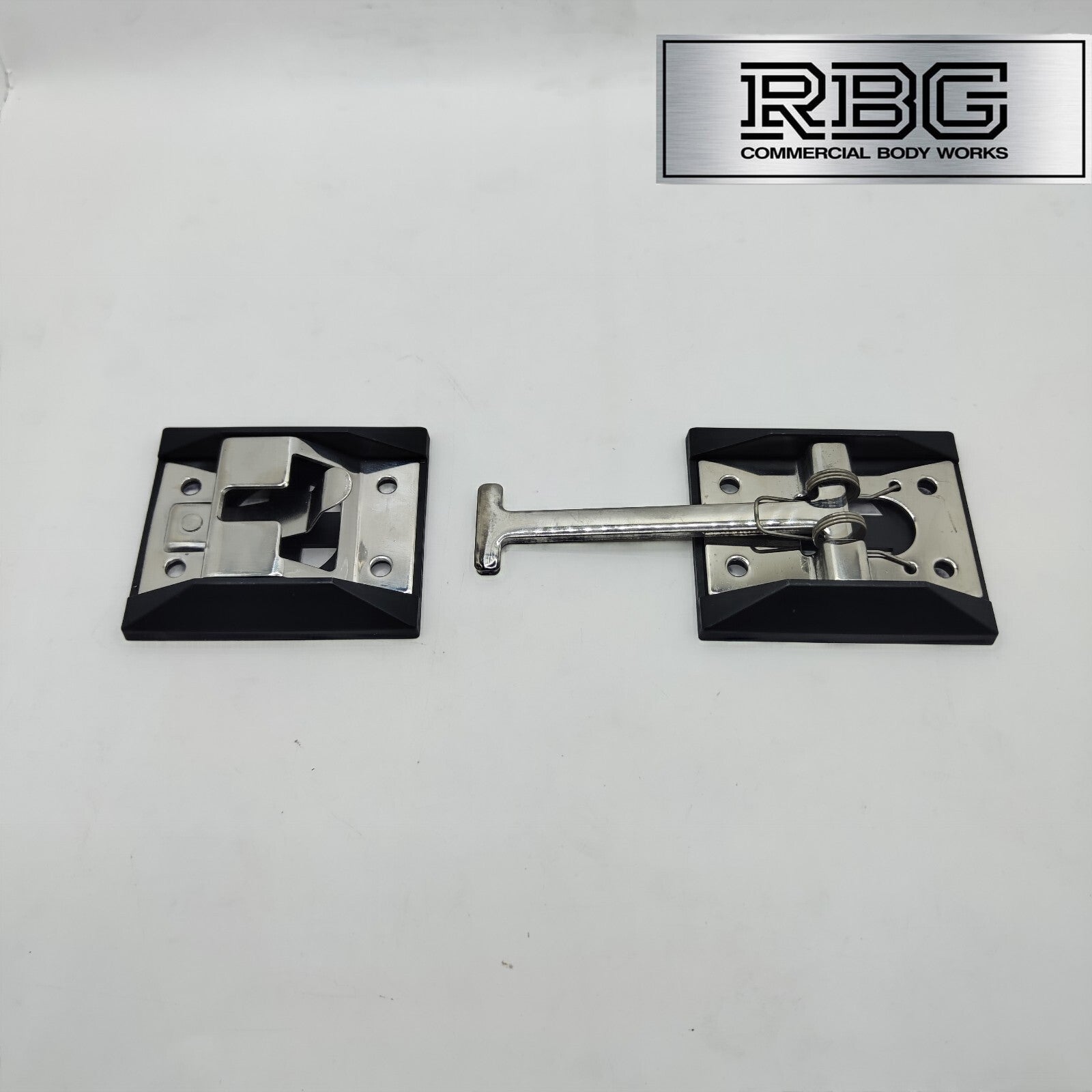 1x Door Retainer Sprung T Hook 95mm + Catch Plate & Bases Horsebox Trailer Truck