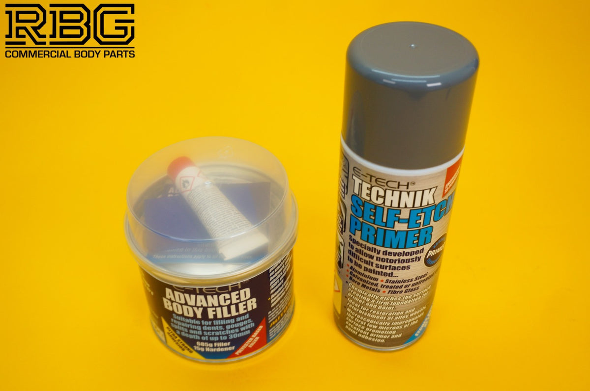 Advanced Body Filler + Technik Self Etch Primer Spray GREY Car Bodywork E-TECH