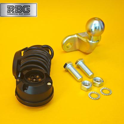 Tow Ball + Socket Assembly 12N 7 Pin 50mm Tow Hitch Gold E Approved Caravan UK