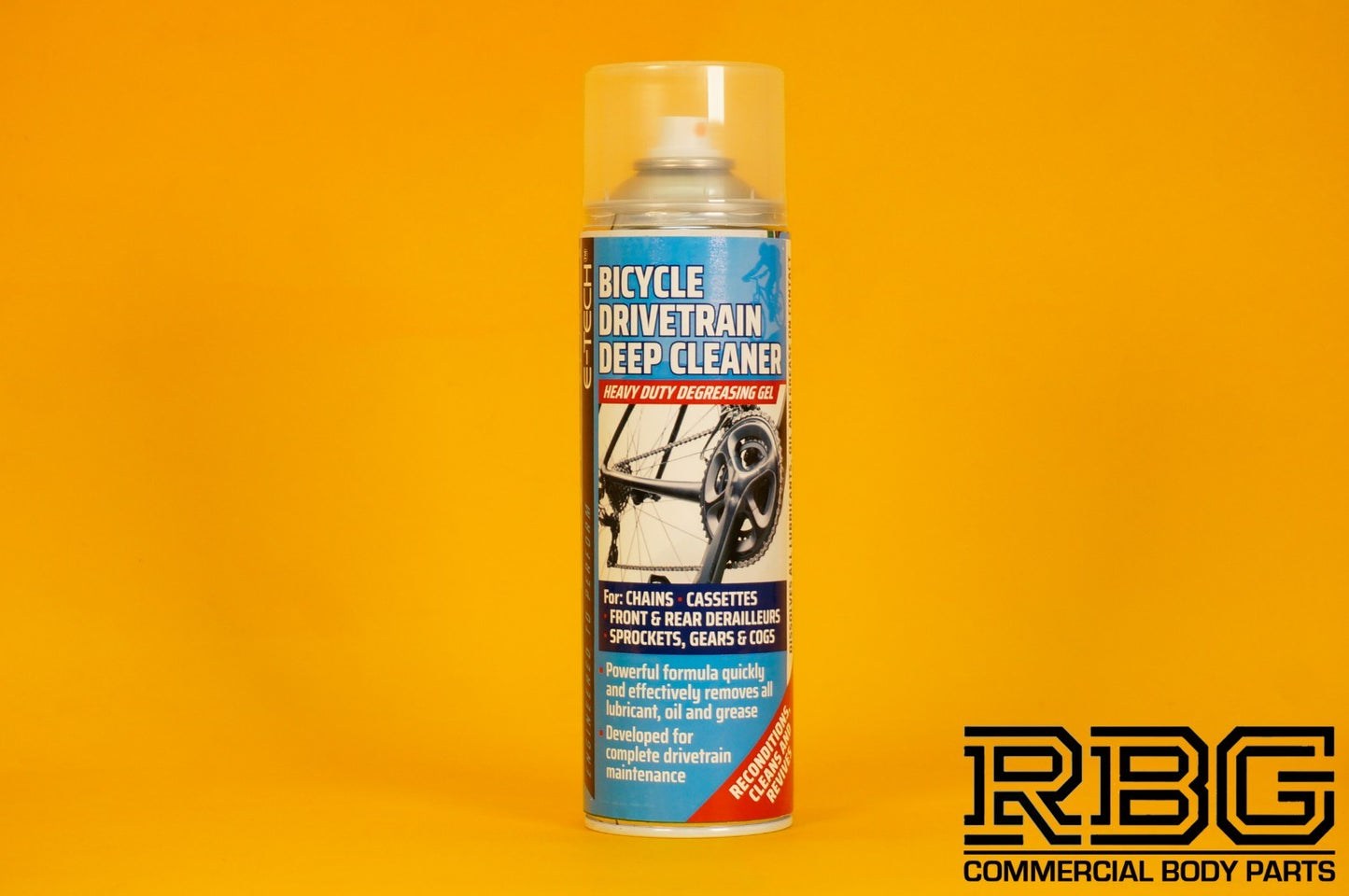 Bicycle Chain Drivetrain Cleaner E-TECH 500ml Bike Deep Fast-Acting Gel Cleaner