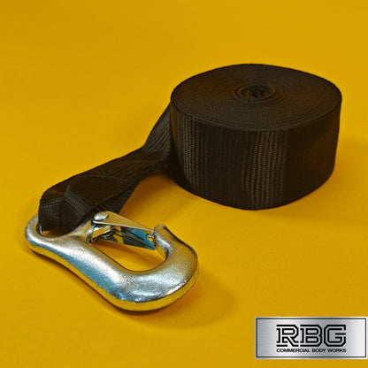Winch Strap with Hook 7m Long x 50mm Width 1500kg Breaking Strain for Trailers