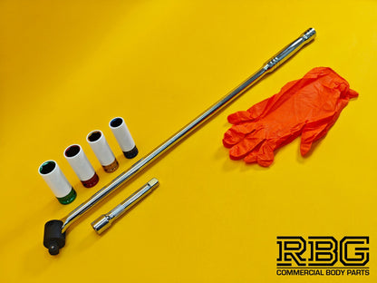 Vehicle Wheel Brace Kit 17,19,21,22mm Pro Sleeved Socket Protective Gloves UK