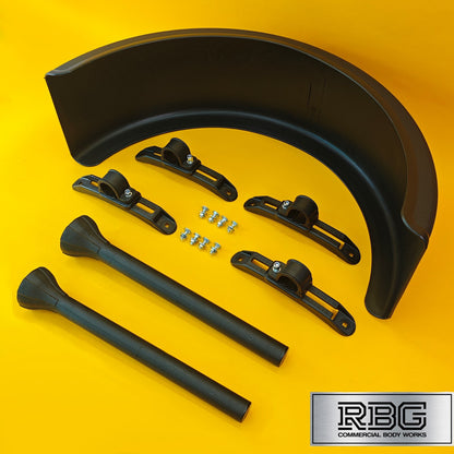 Single Wheel Round Mudguard + Brackets & Wing Stays 840x270mm Domar Truck