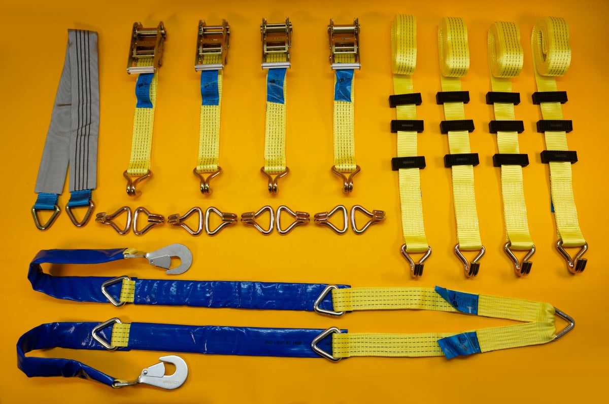 Winching Assistance Strap + 4x Over Wheel Ratchet Strap 5t + Axle Recovery Strap