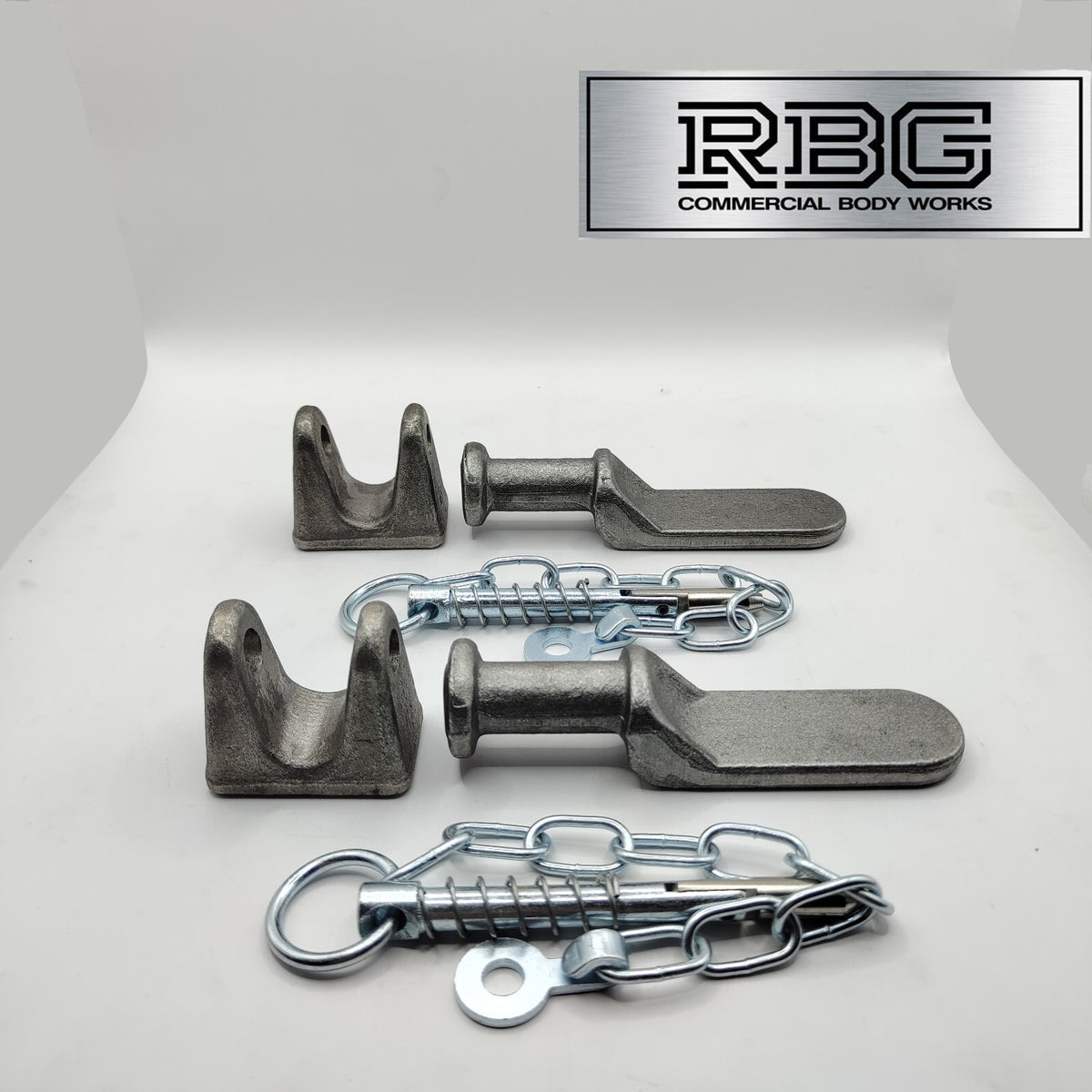 2x Tailboard Forket, Lug & SPRING LOADED Sword Pin & Chain Truck Trailer Drop