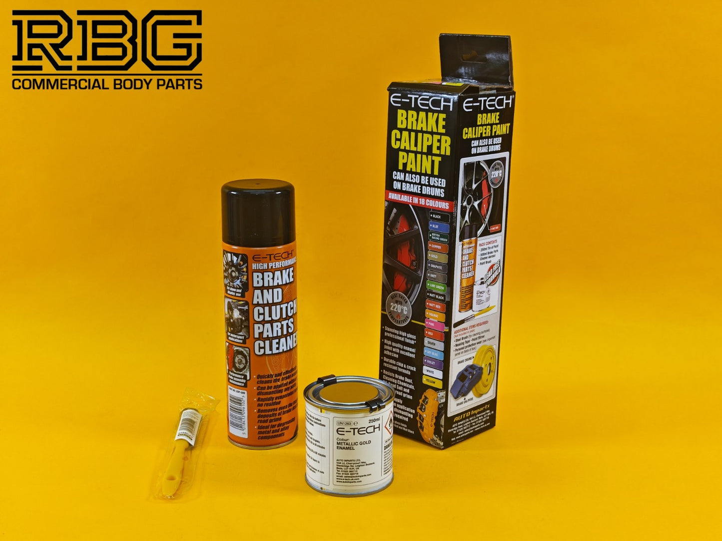 Brake Caliper Paint Kit GOLD Paint + Cleaner + Brush E-TECH For Car Vehicle UK