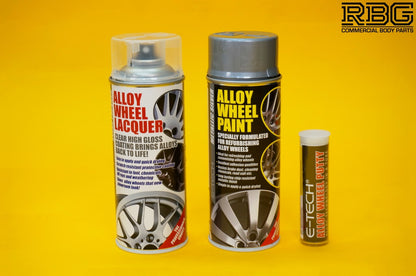 Alloy Wheel Repair Kit SILVER Wheel Spray Paint Refurbishment  + Lacquer E-TECH