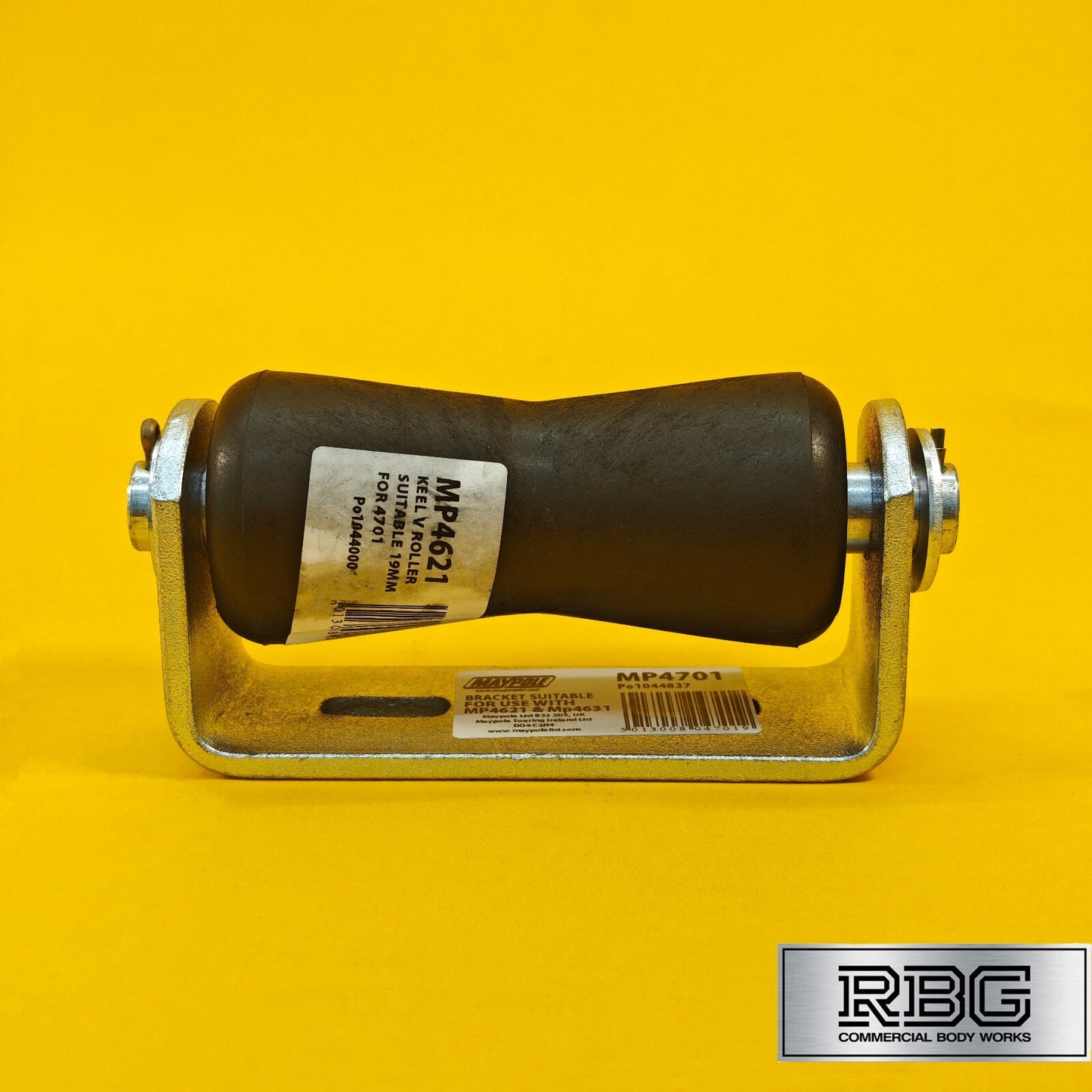 Keel Roller + Bracket 19mm Bore for Boat Trailers Non-Marking Polyurethane UK