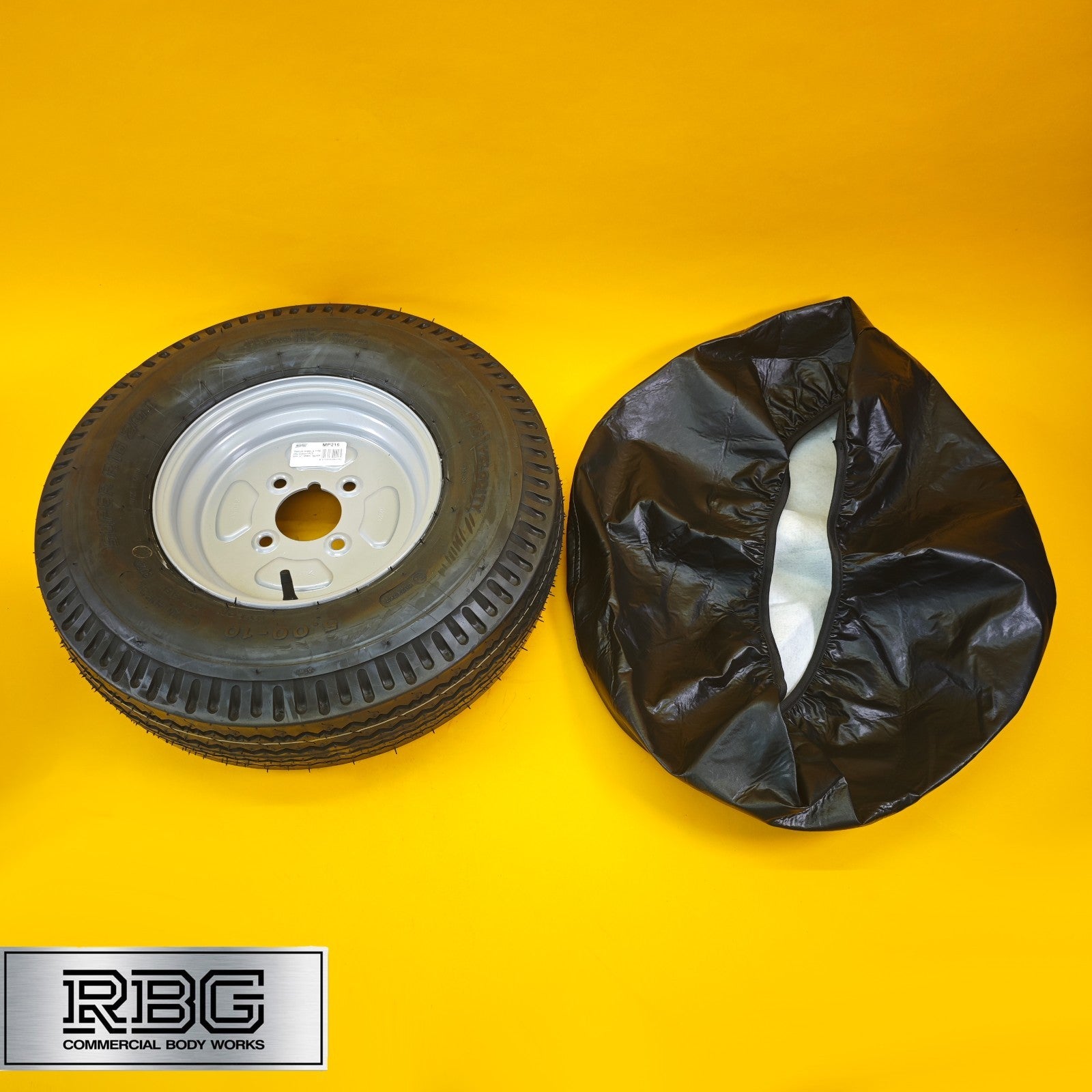 Wheel & Tyre + Cover 500x10 Inch for Trailers 4 Ply 4 Studs 4″ PCD Diameter 10″