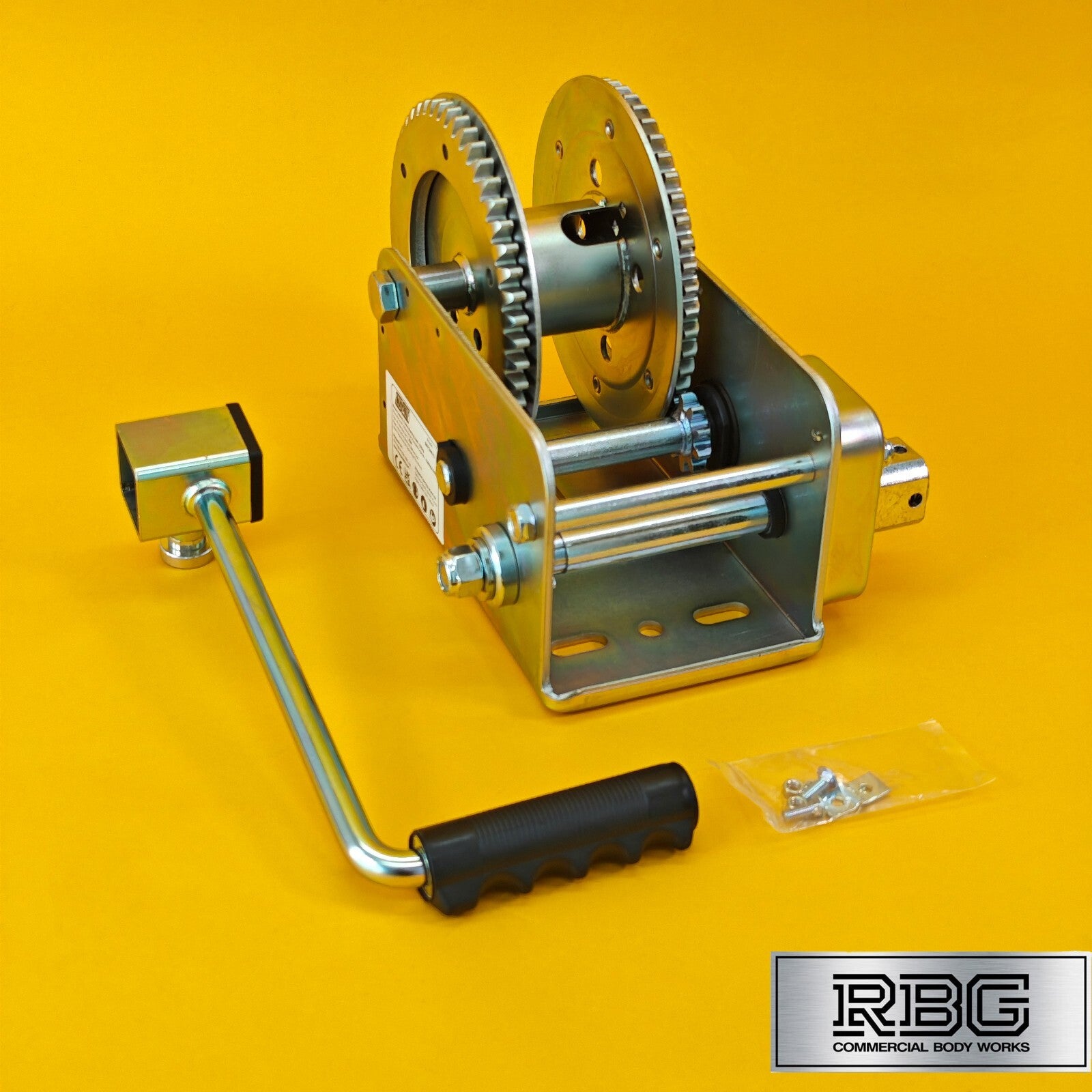 2500Lb Professional Hand Winch 1100Kg Safety Clutch Brake Red-Rust Resistant UK