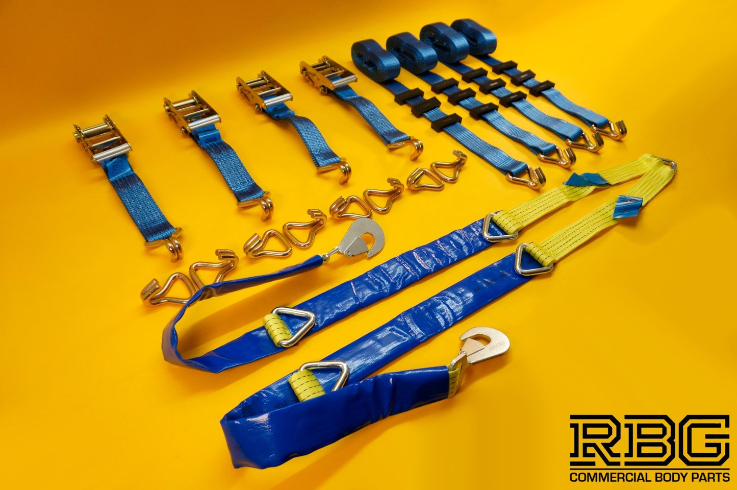 Recovery Ratchet Strap 4Pc SET 4m Over Wheel 50mm + Winching Assistance Strap