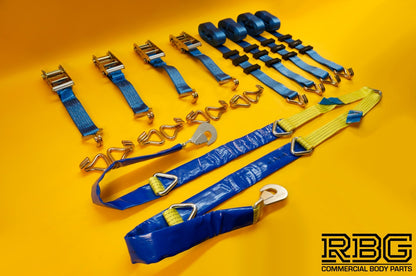 Recovery Ratchet Strap 4Pc SET 4m Over Wheel 50mm + Winching Assistance Strap