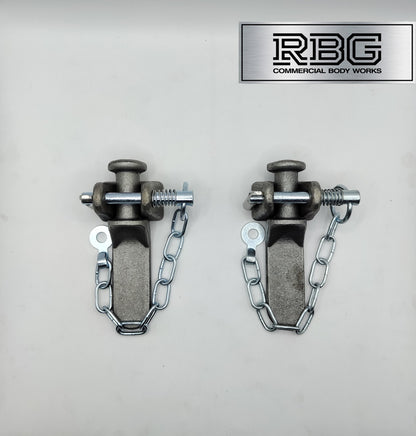 2x Tailboard Forket, Lug & SPRING LOADED Sword Pin & Chain Truck Trailer Drop