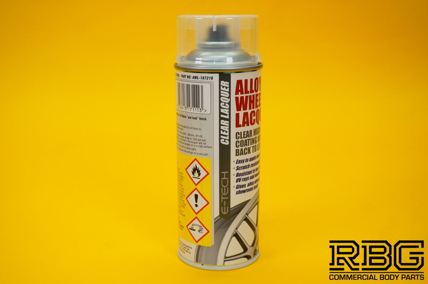 Clear Alloy Wheel Lacquer Spray 400ml Chip Resistant Wheel Refurbishing E-TECH