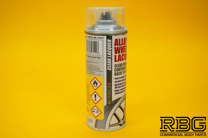 Clear Alloy Wheel Lacquer Spray 400ml Chip Resistant Wheel Refurbishing E-TECH