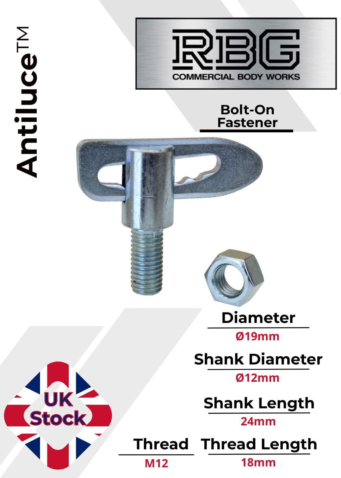 Antiluce™ Fasteners, Z/P Drop Lock Horsebox, Trailer, Pickup Tailgate Anti-Luce