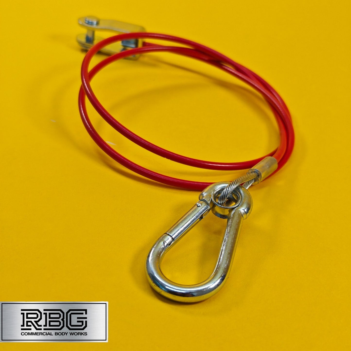 Breakaway Cable Red PVC 1m x 3mm With Carabiner & Clevis for Trailer Caravan UK