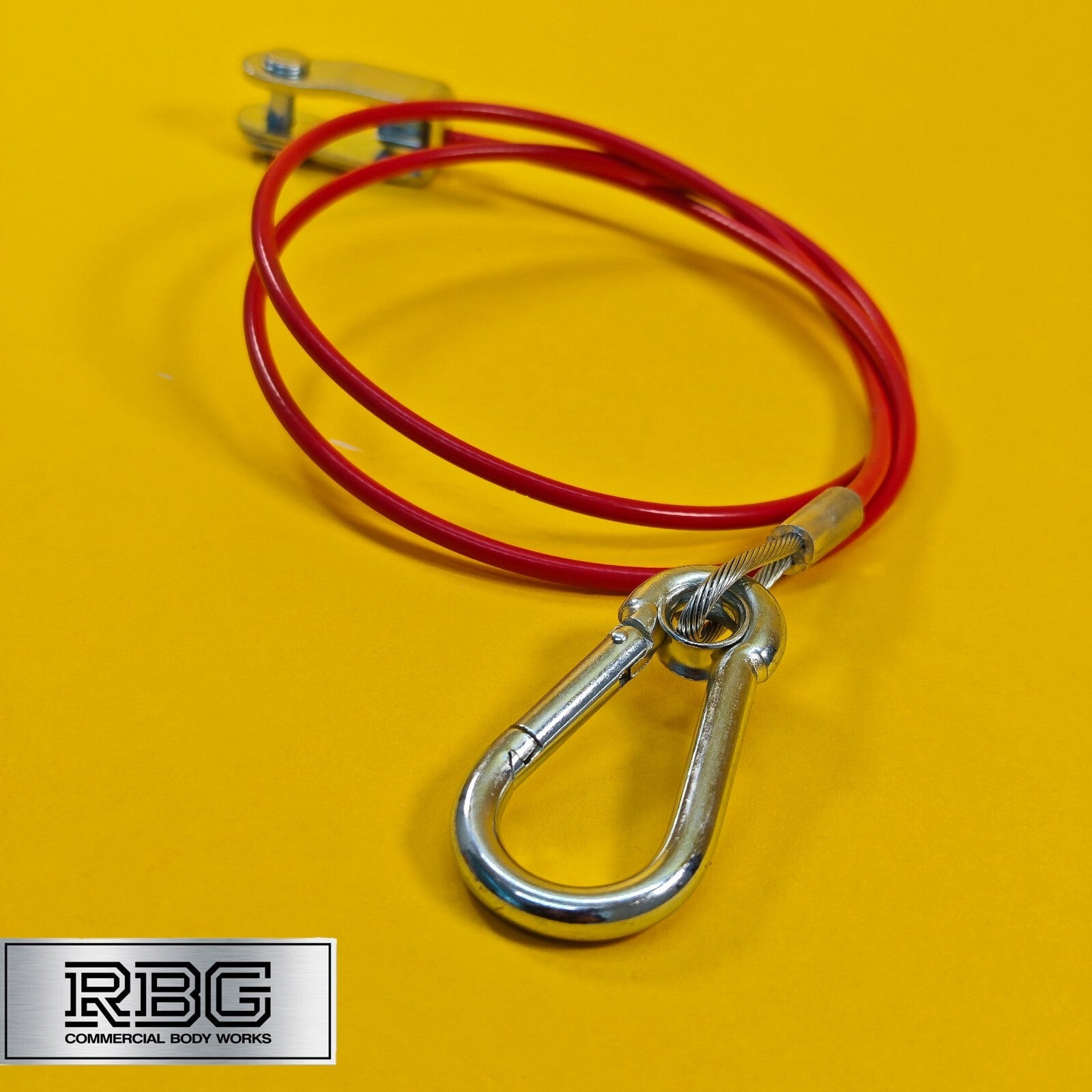 Breakaway Cable Red PVC 1m x 3mm With Carabiner & Clevis for Trailer Caravan UK