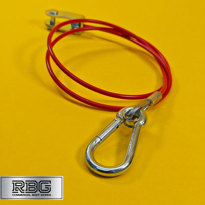Breakaway Cable Red PVC 1m x 3mm With Carabiner & Clevis for Trailer Caravan UK