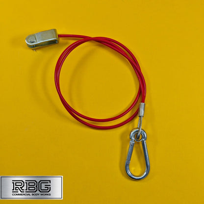 Breakaway Cable Red PVC 1m x 3mm With Carabiner & Clevis for Trailer Caravan UK