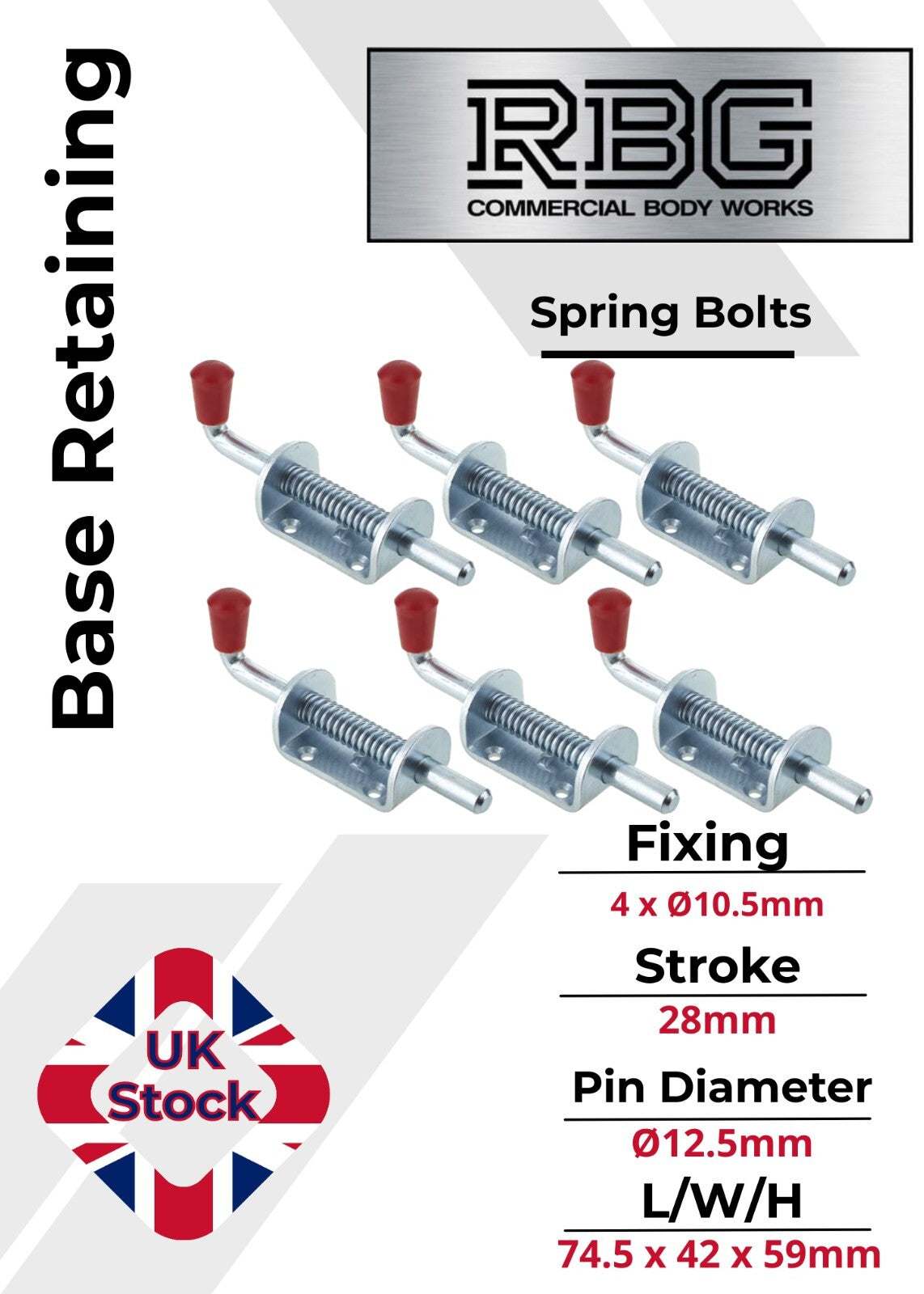 Spring Loaded Retaining Shoot Bolts - Gate Door Catch Stable Horse Box Trailer