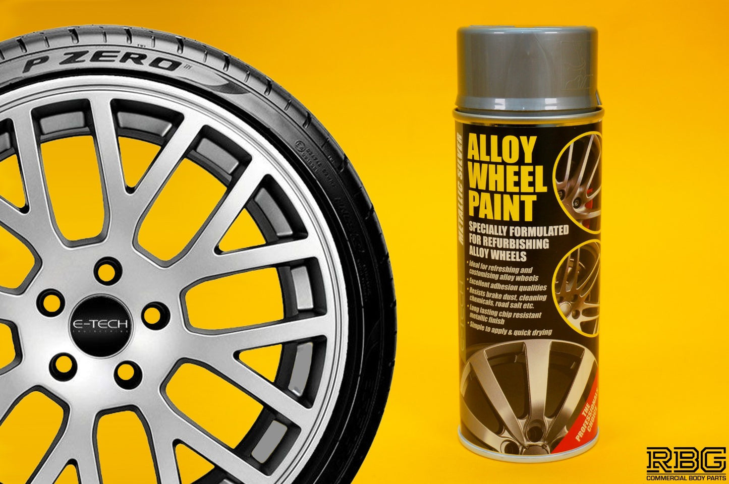 Alloy Wheel Paint METALLIC SILVER + Clear Lacquer Spray Car Refurbishment Kit
