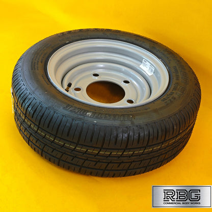 Wheel & Tyre 185/60R12C 12″ for Trailers 6.5″ PCD 5 Stud Silver Diameter 12″ UK