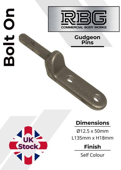 2x Bolt-On Gudgeon Hinge Pins, Self Colour. For Tailboards, Tipper Dropsides.
