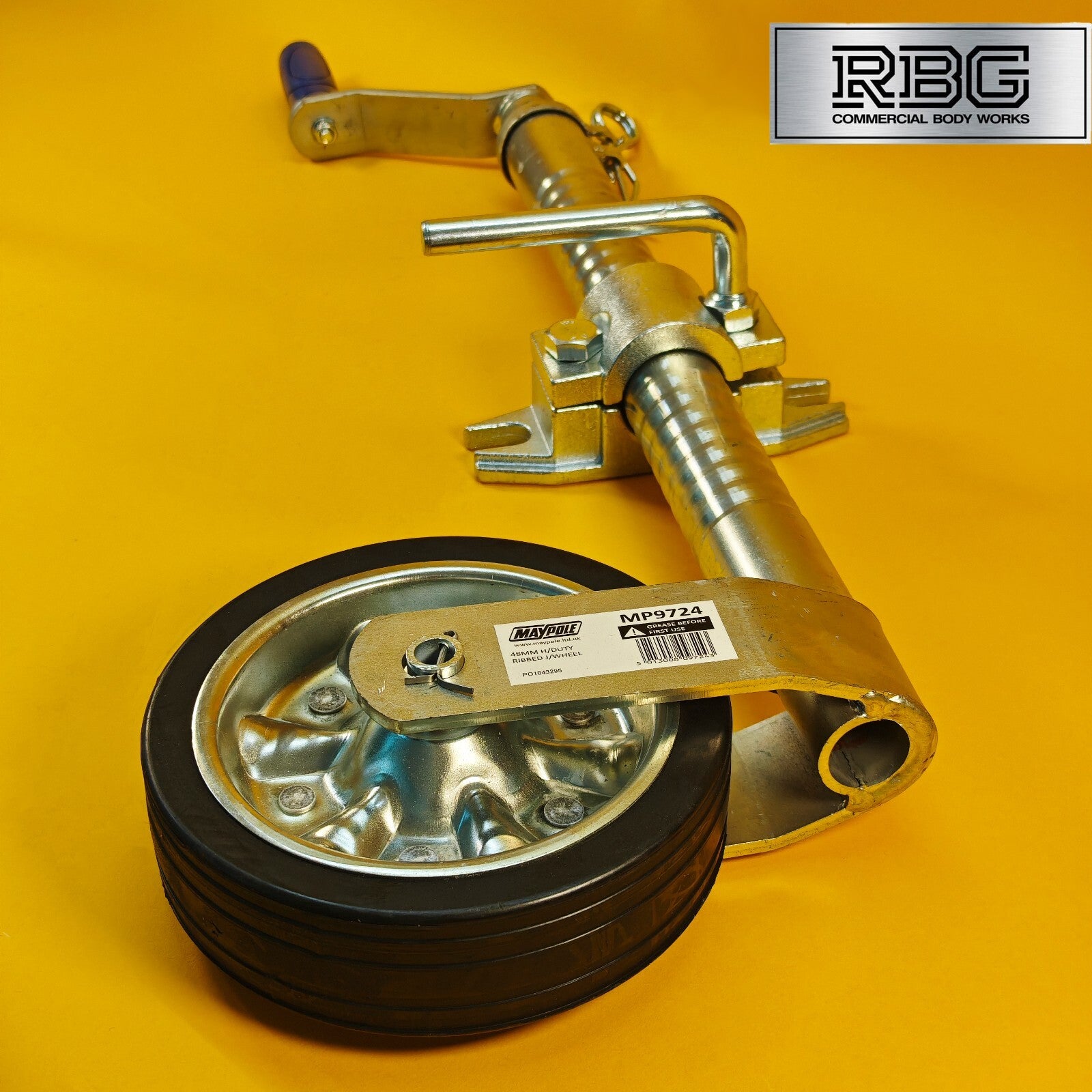 48mm Jockey Wheel + Clamp Ribbed Heavy Duty Serrated 500kg Trailer Caravan UK